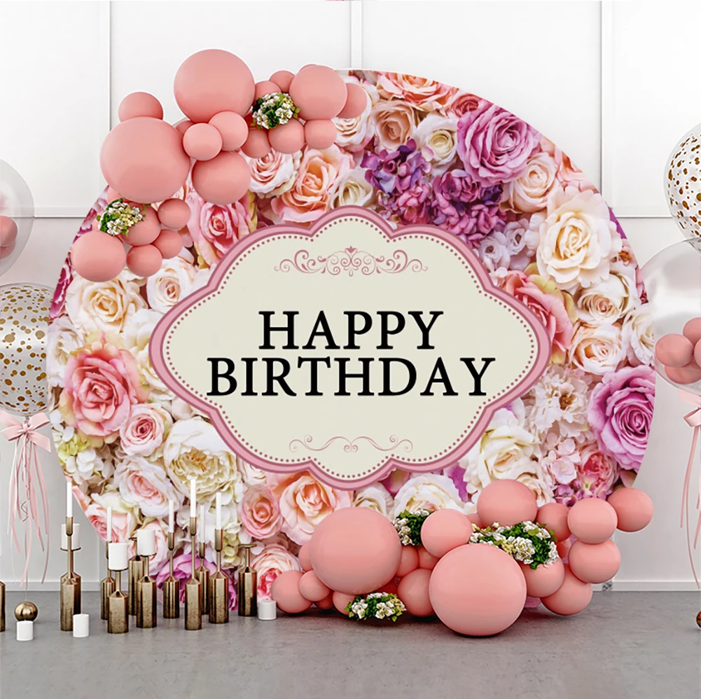 

Laeacco розовый цветок цветочное украшение для свадьбы дня рождения круглая Обложка для фона Свадебный душ фон для фотостудии