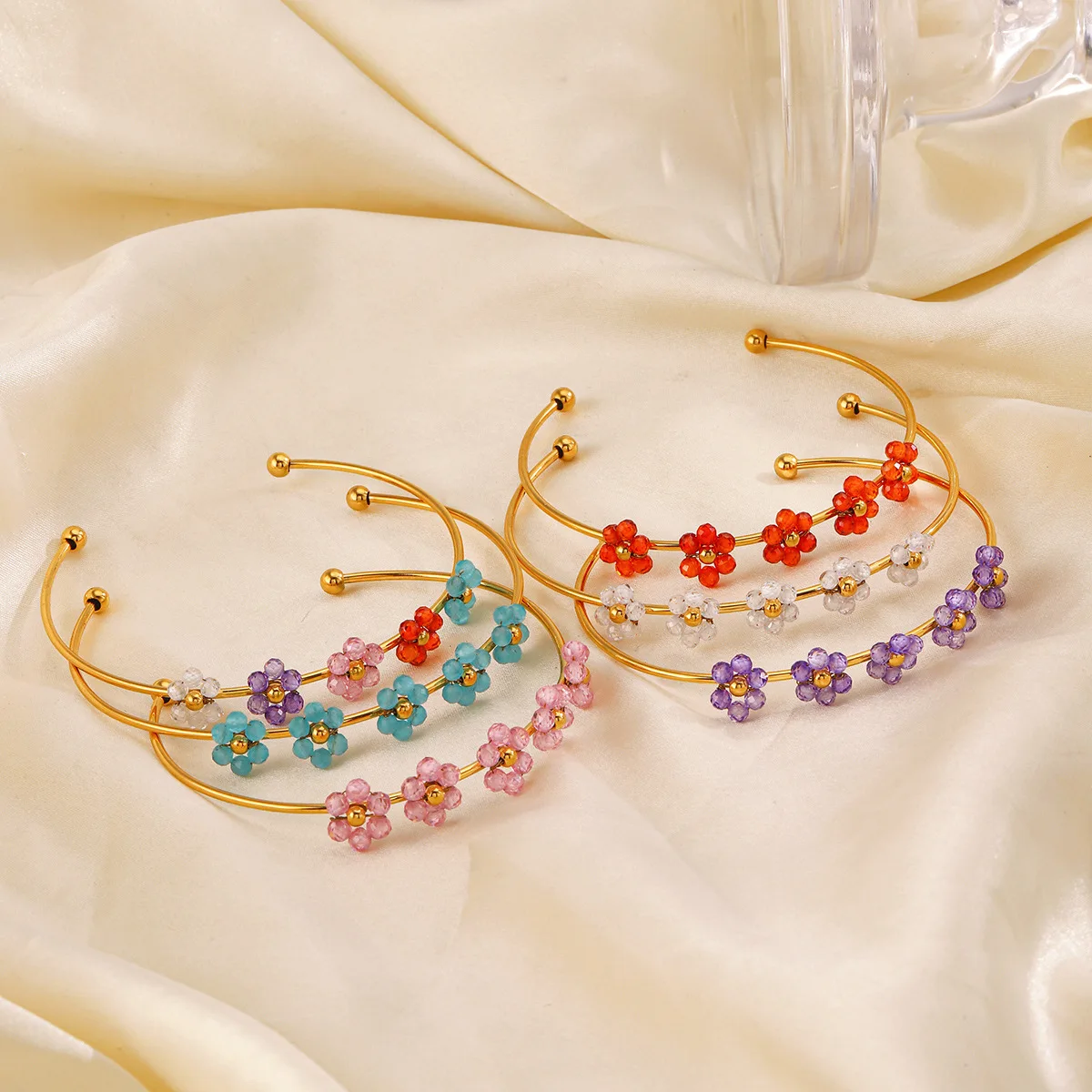 Женский Браслет-манжета из нержавеющей стали с фианитами