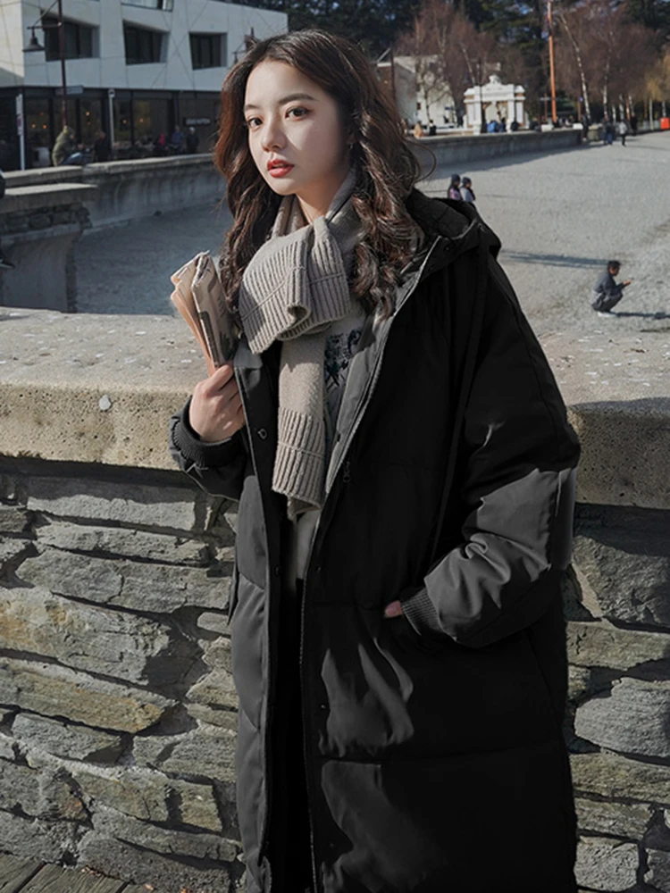 2022 Down Jacket Women Long Hooded Warmth Parkas Coat Female Winter Loose Size Jackets Thick Windproof Clothes