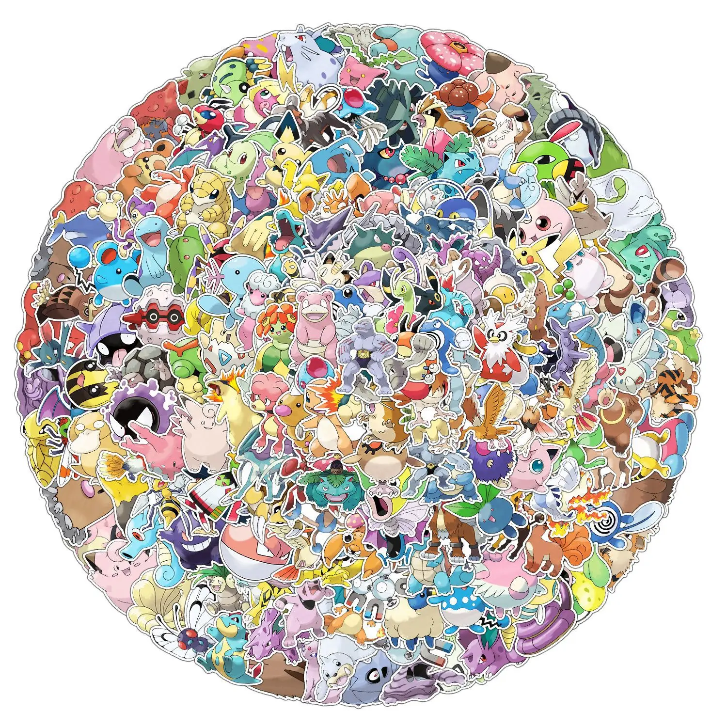 10/30/50/100/200Pcs Kawaii Pikachu Pokemon Stickers Decoration Decals Laptop Skateboard Car Luggage Phone Waterproof Sticker Toy