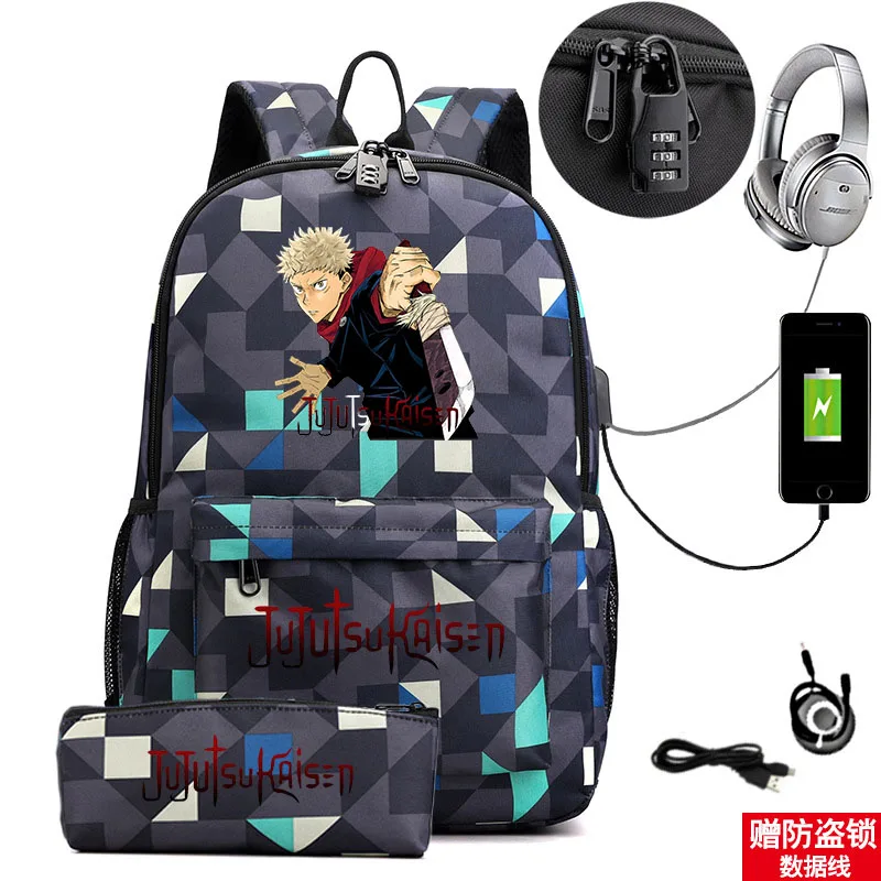 

Детский рюкзак juютсу Kaisen, школьная сумка для подростков, Сумка с мультяшным принтом, уличная дорожная сумка с USB-разъемом, сумки для мальчиков и девочек