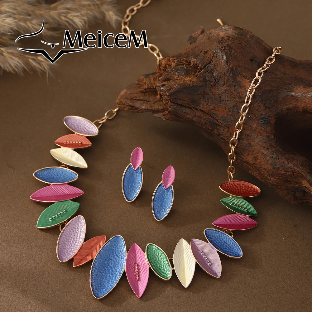 Комплект ювелирных изделий MeiceM цинковый сплав эмаль цветная геометрическая