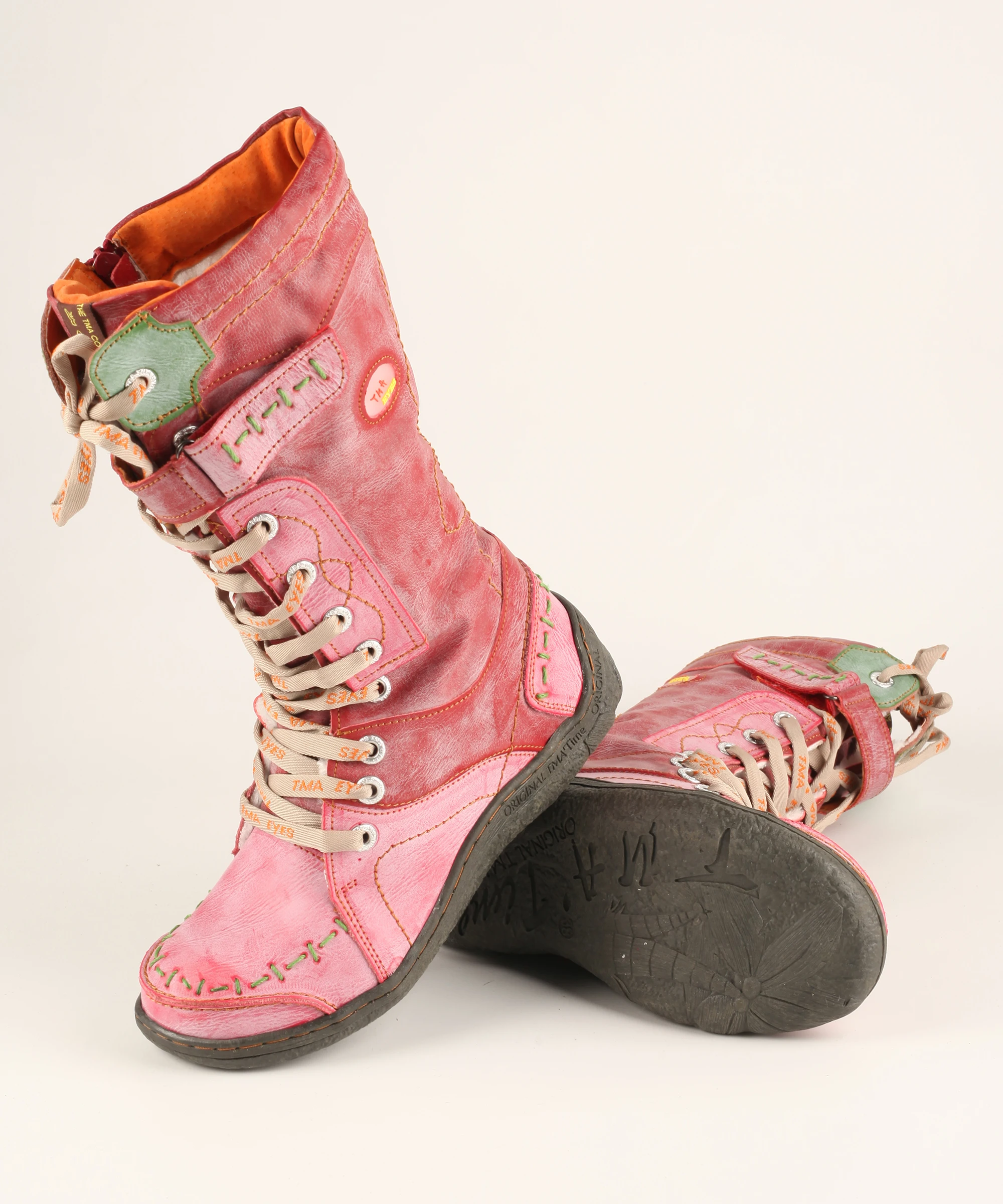 Брендовые зимние теплые кожаные ботинки ручной работы TMA EYES