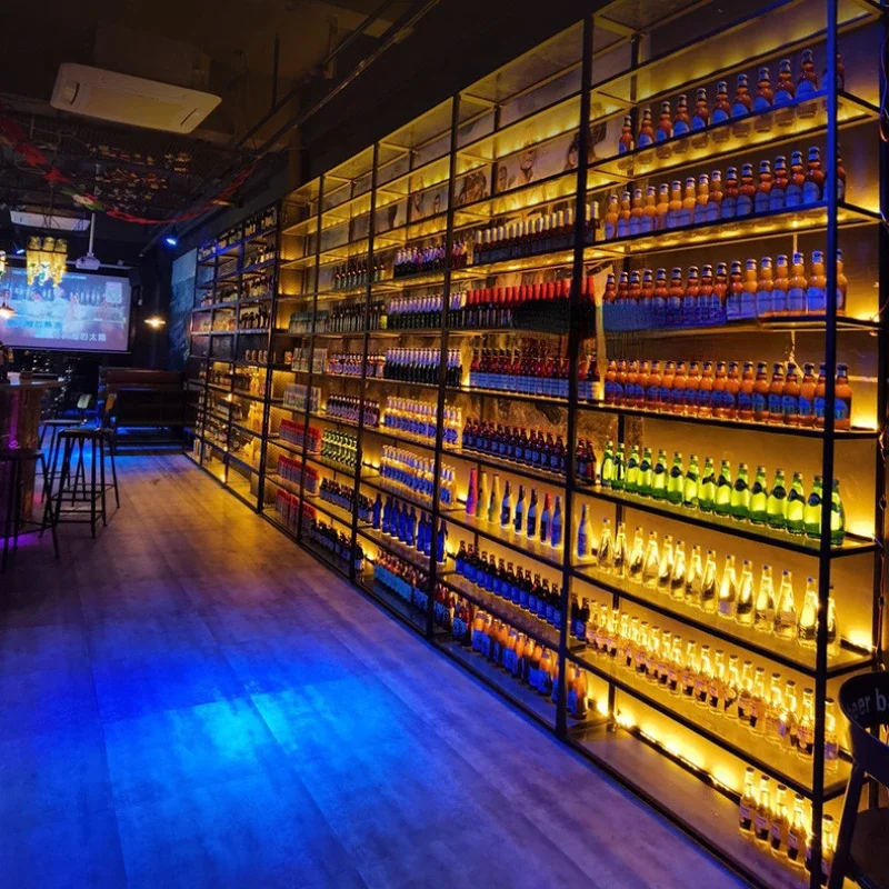 Барный шкаф для хранения в ресторане с подсветкой индивидуальный дисплей