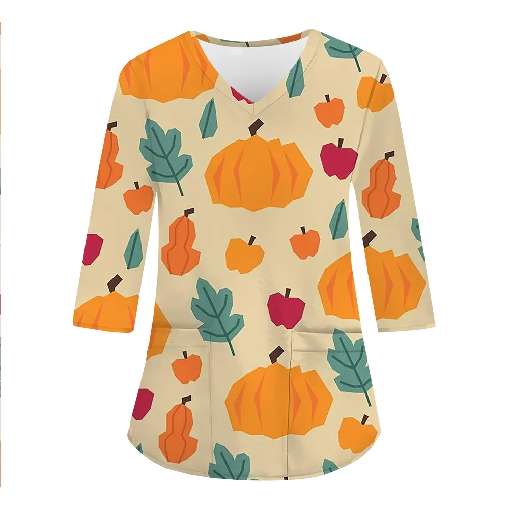 Женские забавные футболки на Хэллоуин униформа женская форма с принтом