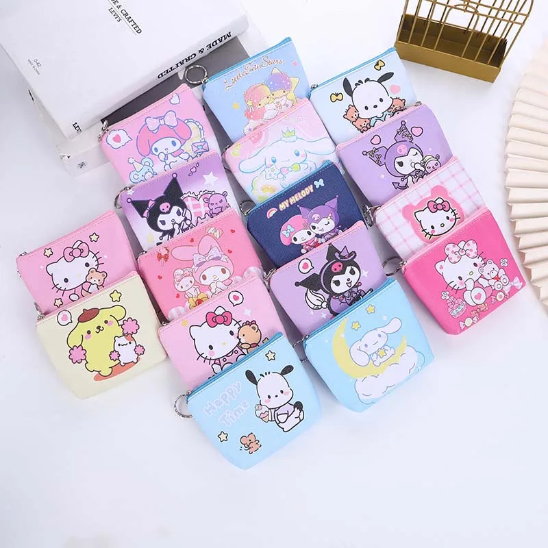 

Sanrio сменный кошелек Hello Kitty My Melody Kuromi Cinnamoroll Pom Purin милый мультяшный брелок для ключей Мини сумка для хранения студенческий подарок