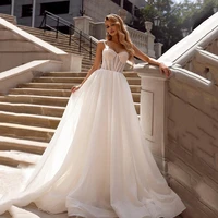 vensanac boho perspective spaghetti straps backless a line wedding dress sweetheart lace sweep train bridal gown