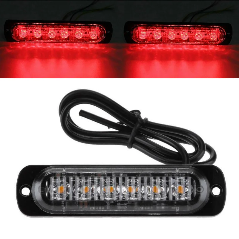 Фото DC 12-24V 18W красный 6LED автомобиль грузовик безопасность для срочно всегда яркий свет лампы габаритные огни рабочее вспомогательное освещение №1