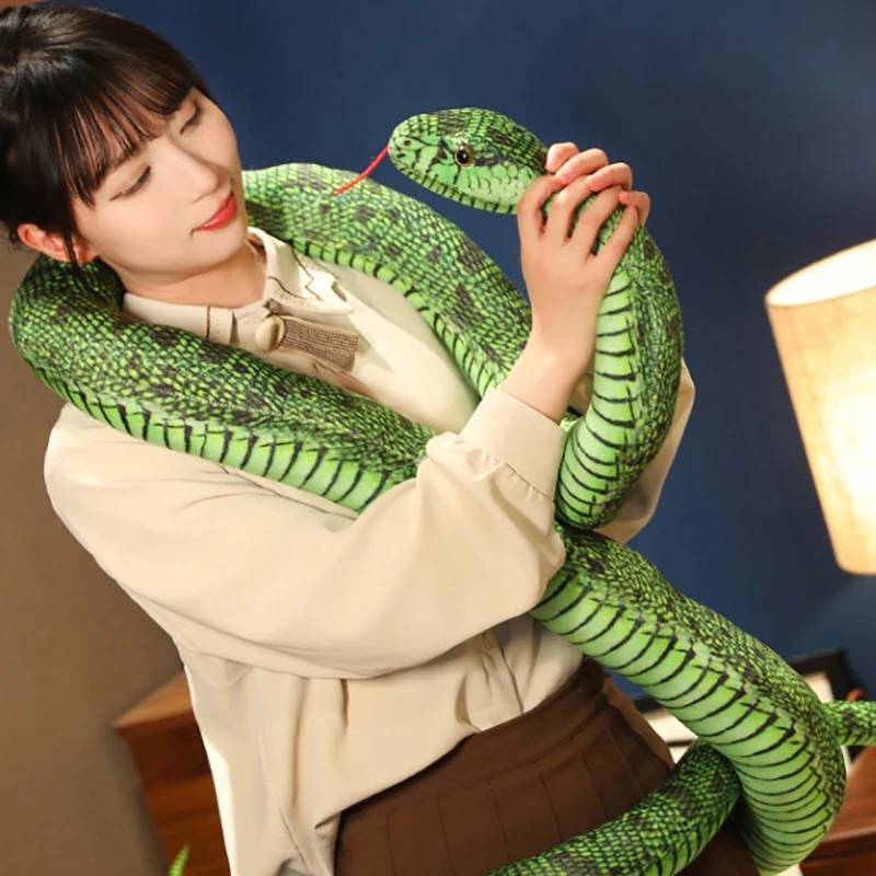 Искусственный Питон Плюшевая Игрушка Длинная Желтая Оранжевая Зеленая