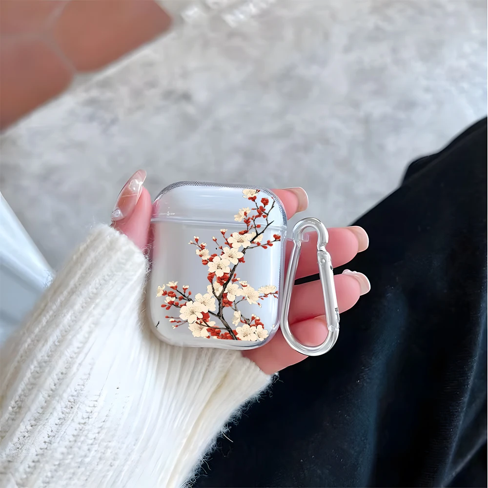 Фото Прозрачный чехол для наушников с принтом в виде ветки сливы для AirPods Pro 3/Pro 2/Pro, защитный чехол из TPU для AirPods 4/3/2/1 №4
