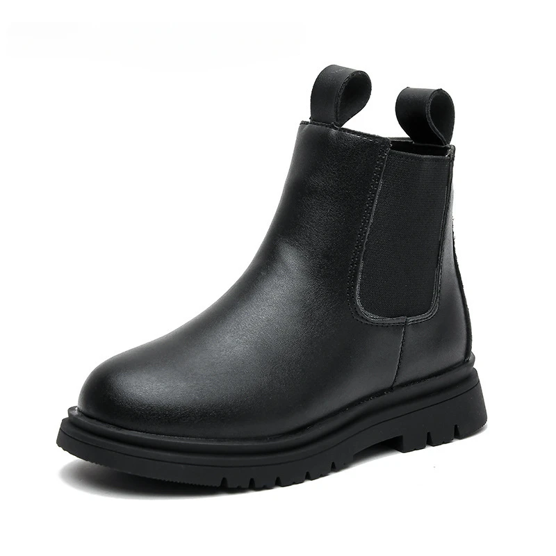 

Autumn Winter New Children's Lacquer Soft Sole Plush Thermal Single Boot Girls' Fashion Waterproof Casual Leather Boot