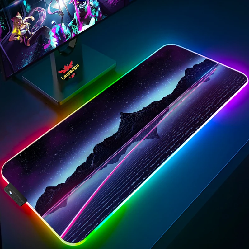 

Back Light The City of Neon Mause Pad Gaming Setup Accessories Desktop Computers Large Desk Mat Mousepad Xxl Gamer Keyboard Rgb