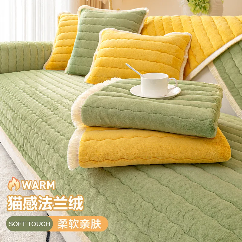 

Thicken Plush Sofa Cover for Living Room Winter Universal Sofa Towel Cover Slip Resistant Slipcover Sofa Chaise Cover Lounge Rug