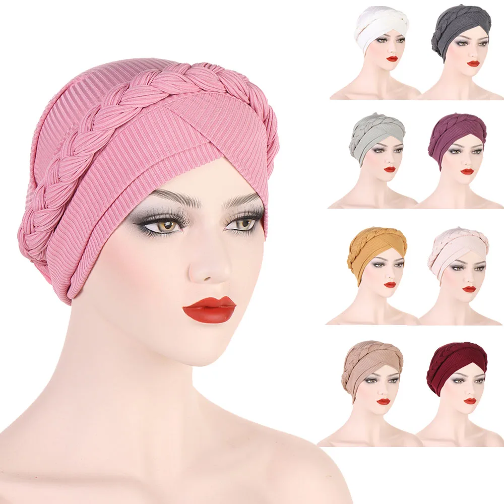 

High-quality Women Head Scarf Turban Braid Hijab Turbans Stretchy Muslim Headscarf Bonnet African Hat Ready to Wear Hijabs