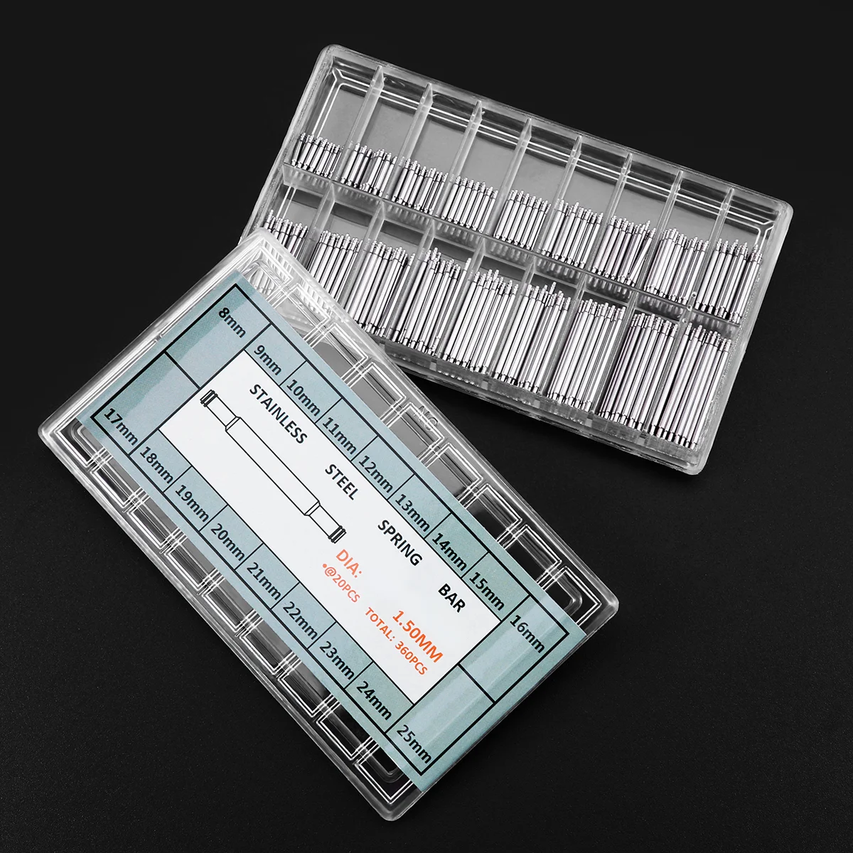 Watch Band Pin Remover Tool Metal Watch Band Stainless Steel Spring Bar Metal Strap Boxed 360pcs Watch Band Spring Bars
