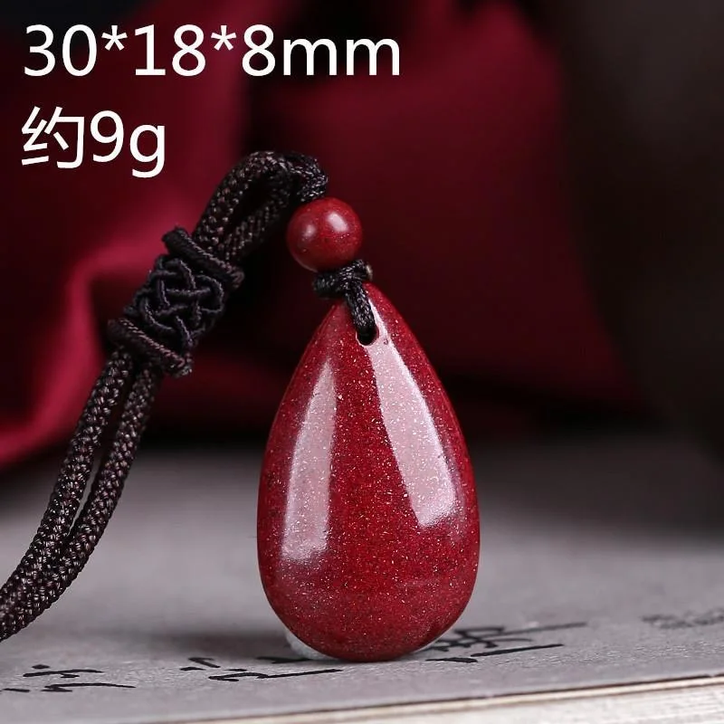 

Natural Red Organic Cinnabar Water Drop Pendant With Rope Chain Charms Necklace Men Women Cinnabrite Crystal Lucky Amulet Gifts