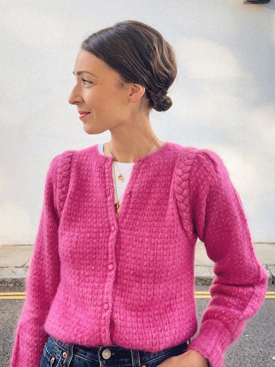 

Woven Knitted Sweater Woman Winter Long Puffed Sleeves Buttons Mohair Wool Cardigan Female Elegant Vintage Casual Gilet 2022