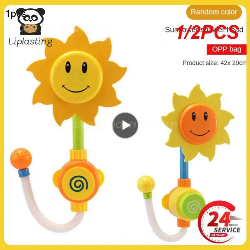 

1/2PCS Baby Shower Faucet Squirting Sprinkler Sunflower Toys Strong Suction children's Bathroom Water Game Play Manual Pressure
