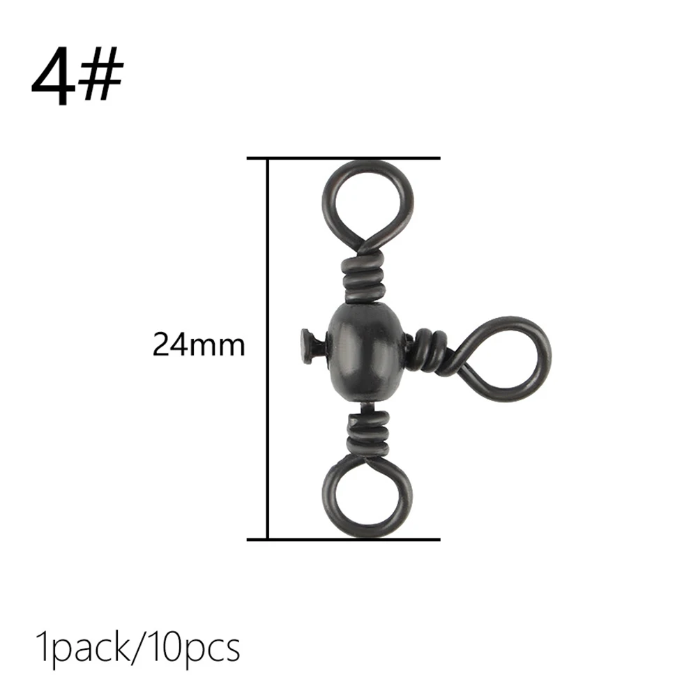 

10pcs Swivel Connector Fishing Swivel Three-way Barrel Swivel Cross Wire Stainless Steel Black Nickel Fishing Swivel Accessories
