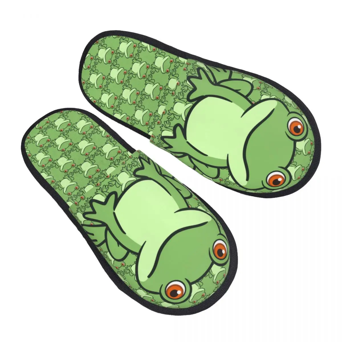 Симпатичные забавные домашние тапочки на заказ с зеленой лягушкой из пены