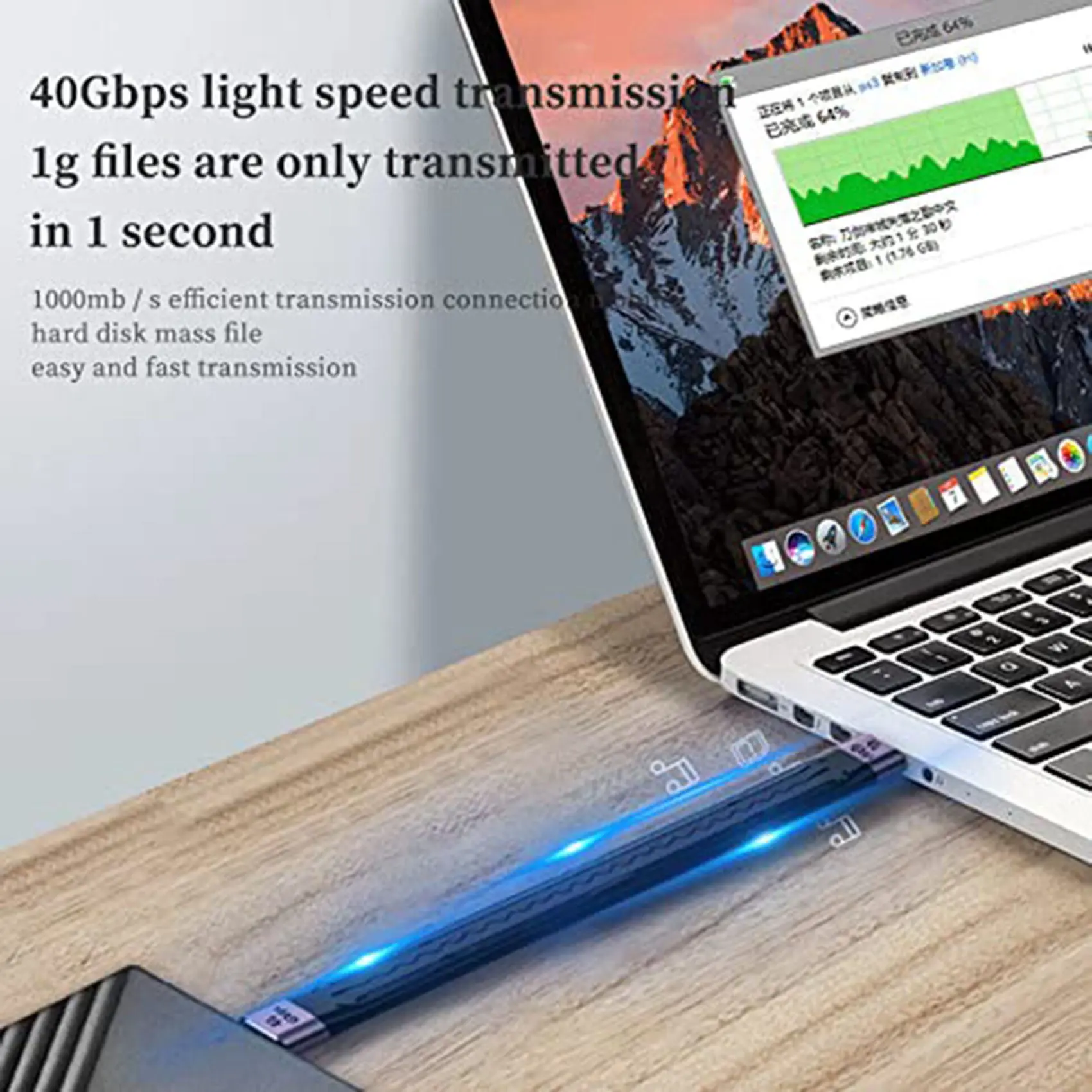 Двухсторонний гибкий ультракороткий кабель 40 ГБ с коротким кабелем USB C папа-мама