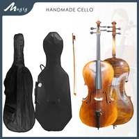 brillant 44 size solid wood handmade cello acoustic cello hand craft strad style violoncelo huge resonant flames maple back set