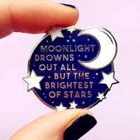moonlight drowns out all but the brightest stars brooch metal badge lapel pin jacket jeans fashion jewelry accessories gift
