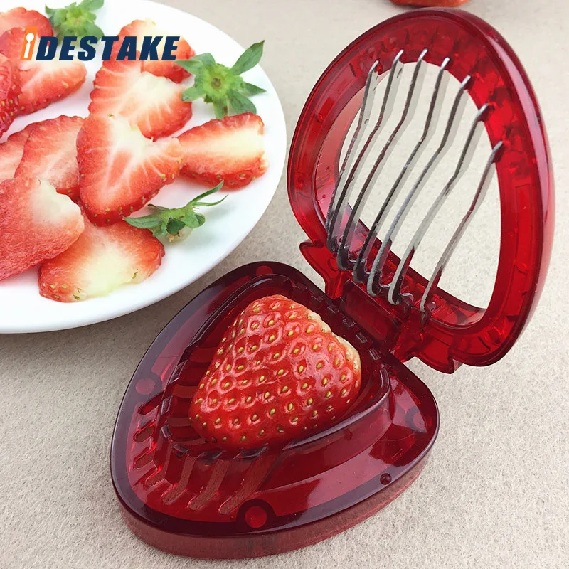 

Strawberry Slicer Stainless Steel Cutter Portable Corer Fruit Cutting Machine Banana Slicing Tool for Salad Cake Kitchen Gadgets