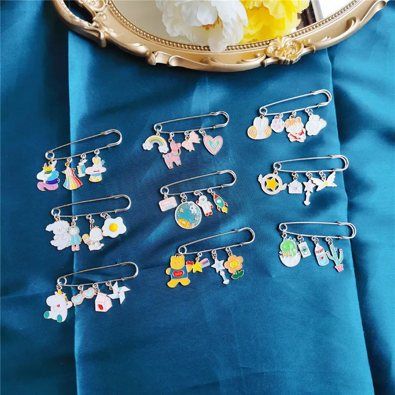 Брошь в виде единорога радуги планеты мультяшная капающая масляная брошь из