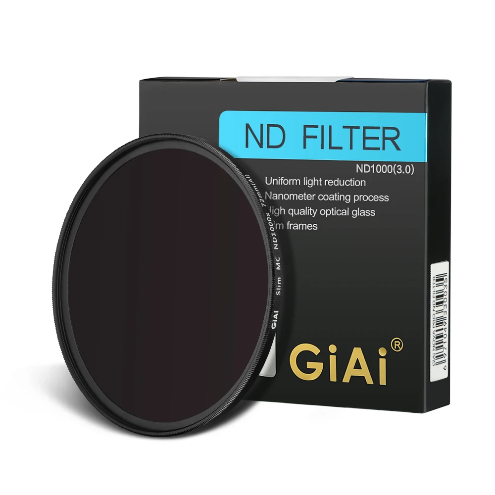 

GiAi Optical Neutral Density ND8 ND16 ND64 ND1000 Camera ND Filter 37mm 46mm 49mm 52mm 58mm 62mm 67mm 72mm 77mm 82mm