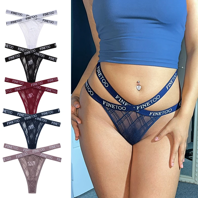 

Соблазнительное нижнее белье FINETOO для женщин, прозрачные дышащие стринги с перекрещивающимся поясом, прозрачные трусики с талией, женское н...