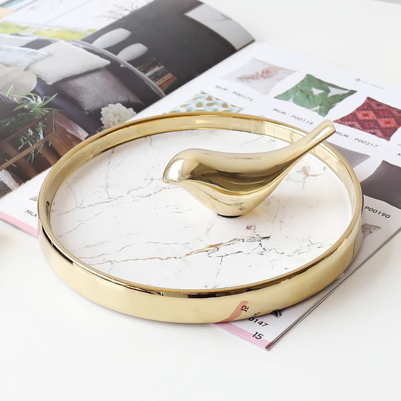 

Simple Ceramic Tea Tray Water Storage Vintage Nordic Food Mirror Serving Tea Tray Luxury Creative Bandeja Madera Teaware Tools