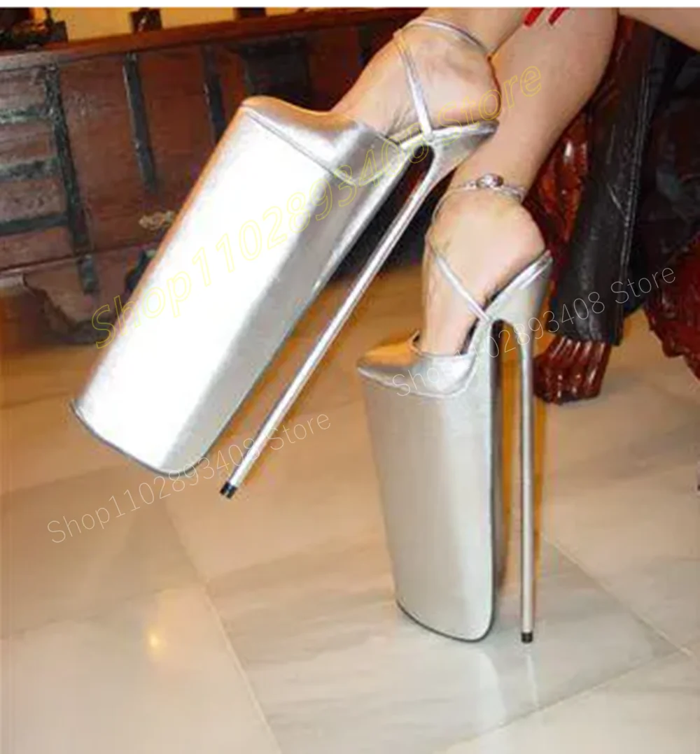 Женские блестящие туфли на очень высокой платформе 40 см привлекательные Летние