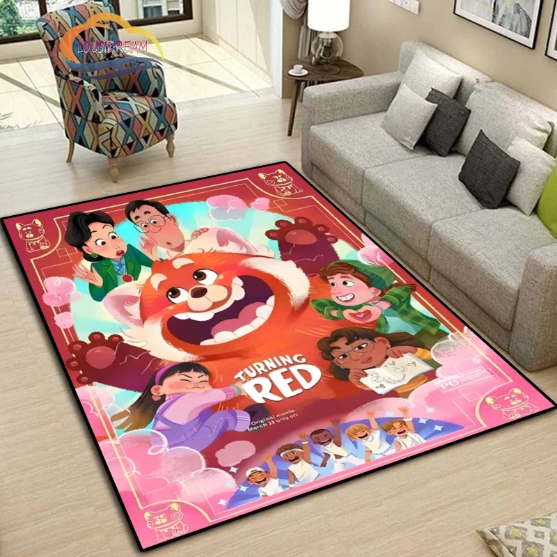 

Cartoon Turning Red panda cute Soft plush rug cushion Girl Bedroom non slip carpet Living room Large area decorative floor mat