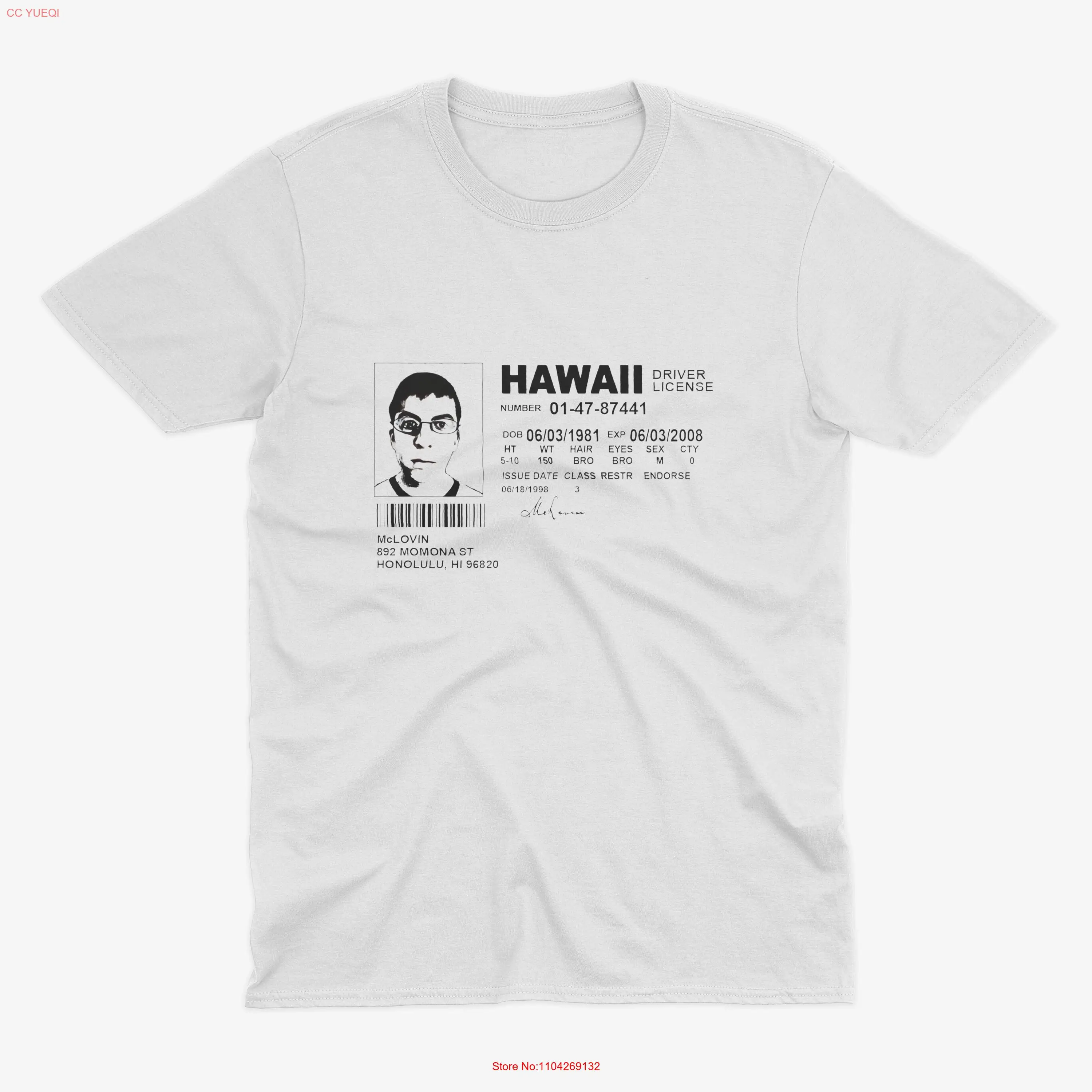 Футболка McLovin FAKE ID Superbad Tribute для поклонников Fogell I Am Mclovin Jonah Hill Seth Rogan с длинными или