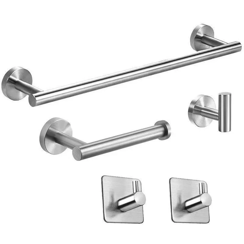 

40cm Bathroom Hardware Set Stainless Steel-Towel Rack Set Towel Bar+Toilet Paper Holder Robe Towel Hook Bathroom 5pc Silver