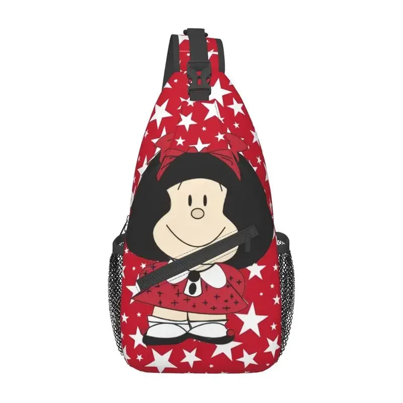 

Модный милый мультяшный рюкзак Mafalda с ремнем через плечо, Мужская нагрудная сумка аниме для путешествий, езды на велосипеде