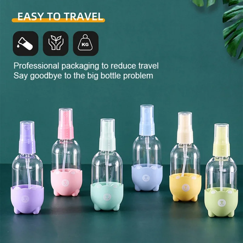 

60ml Refillable Bottles Bear Shape Plastic Perfume Atomizer Mini Empty Spray Bottle Portable Travel Accessories Color Random