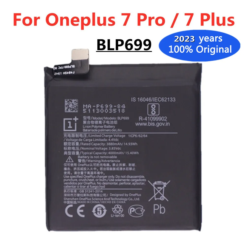 

1 + оригинальный аккумулятор для oneplus 7 Pro/7plus 7Pro BLP699, 2023 мАч