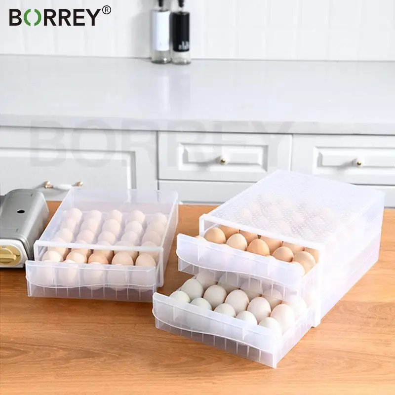

BORREY Refrigerator Food Storage Box Egg Dumpling Organizer Fresh Box Vegetable Egg Holder Stackable Care-Drawer-Type Storag Box