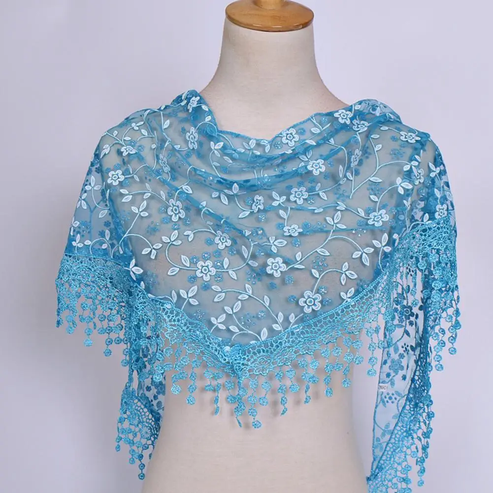 

Practical Women Lace Scarf Aesthetic Sunscreen Scarf Breathable Church Triangle Scarf Prayer Shawl Dress Up