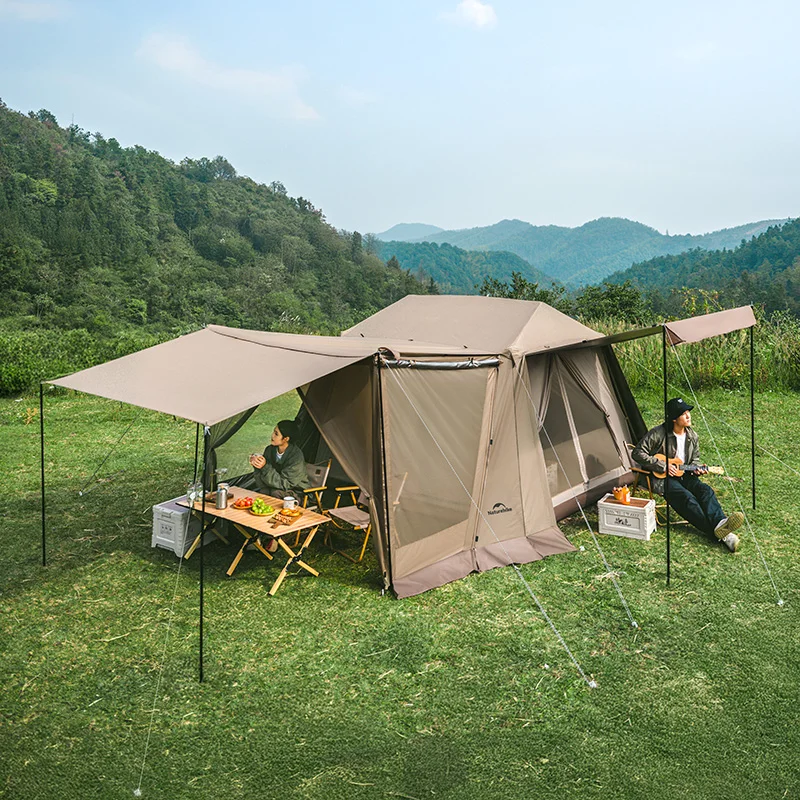 Фото Палатка Naturehike Village 6.0 Deluxe 2.0 автоматическая, 3-4 местная, с одной комнатой и тамбуром, для семейного кемпинга, водонепроницаемая, для активного отдыха №4