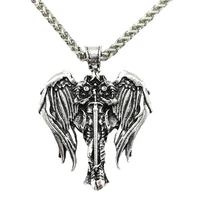 nostalgia diablo archangel protection irish cross pendant angel wings necklace wicca pagan talisman viking jewelry
