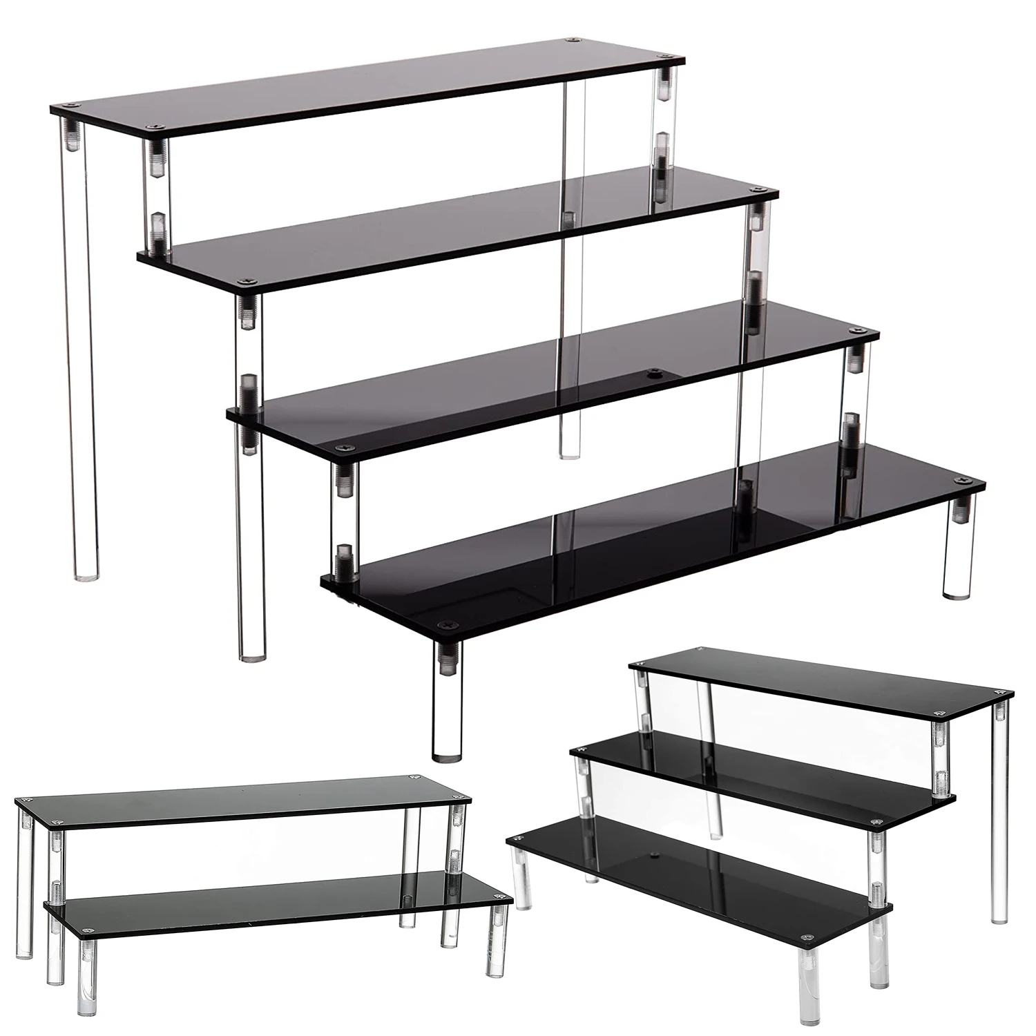 

Acrylic Display Stand for Funko Figures Doll Perfume Cosmetic,Cupcake Desserts Holder Organizer,Black Acrylic Display Riser Rack