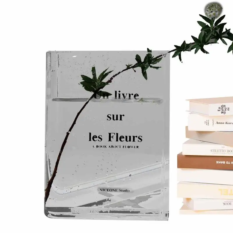 

Book Vase Transparent Artistic Acrylic Vase Unbreakable Aesthetic Acrylic Flower Arrangement Ware For Home Bedroom Office Decor