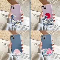 japanese sea wave ocean phone case gray and purple for apple iphone 12pro 13 11 pro max mini xs x xr 7 8 6 6s plus se 2020 cover