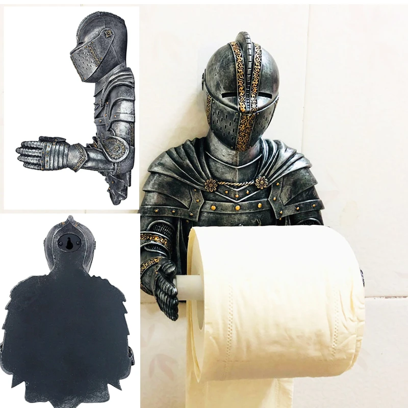 

Creative Paper Toilet Tissue Knight Tissue Hanging Sucker Wall Stand Roll Holder Style Roll Box Knight Kitchen