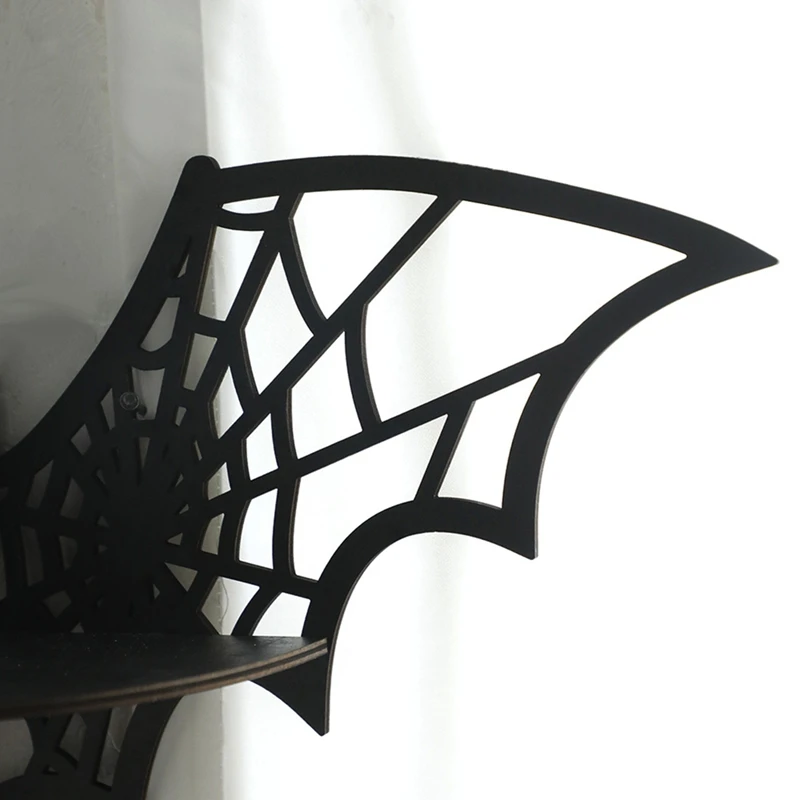 Bat Horn Frame Wooden Floating Corner Shelf Gothic Jewelry Display Stand