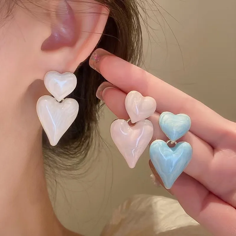 

Colorful Dropping Oil Love Sweet Drop Earrings Fashion Exaggerate Heart Shaped Earrings Ins Trend Flow Ear Jewelry Wholesale