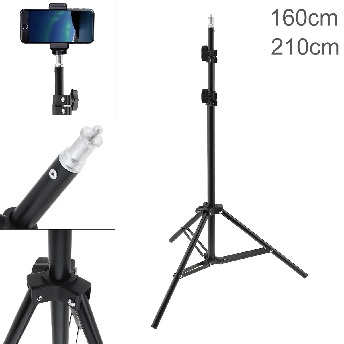 160cm 210cm Selfie Ring Fill Light Portable Tripod Photography Light Stand Fit for Live Photo Studio Video Lighting Studio Kits
